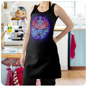 Personalized Tattoo Shop Nautical Neon Sign Style Apron