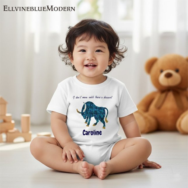 Personalized Taurus Gourmet & Grounded Toddler Art Baby T-Shirt (Creator Uploaded)