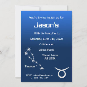Personalized Taurus Zodiac Galaxy Party Invitation