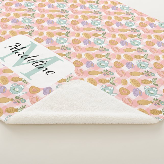Personalized Tea & Baker Monogram Sherpa Blanket (3/4)