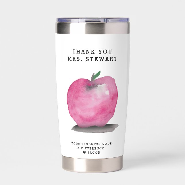 Personalized Teacher Appreciation Apple Thank you Insulated Tumbler (Front)