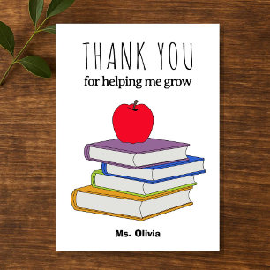 Personalized Teacher Appreciation Gift Custom Name Thank You Card