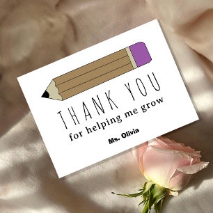 Personalized Teacher Appreciation Gift Custom Name Thank You Card