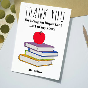 Personalized Teacher Appreciation Gift Custom Name Thank You Card