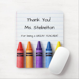 Personalized Teacher Crayon and Paper  Mouse Pad