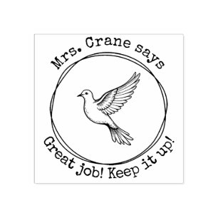Personalized Teacher Dove Great Work Classroom Rubber Stamp