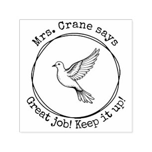 Personalized Teacher Dove Great Work Classroom Self-inking Stamp