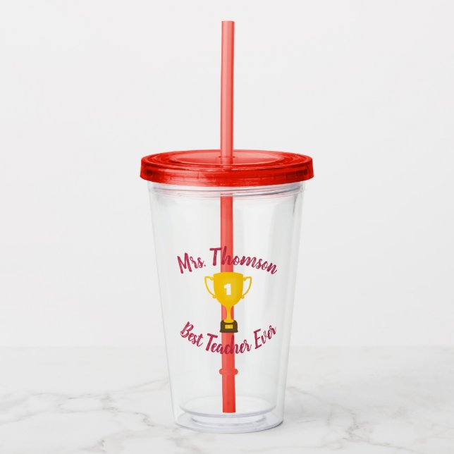 Personalized teacher gift, Best teacher ever Acryl Acrylic Tumbler (Front)