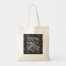 Personalized Teacher Heart Chalkboard Budget Tote 