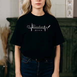 Personalized Teacher Heartbeat Back to School  T-Shirt