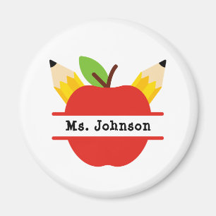 Personalized Teacher Name Apple Magnet