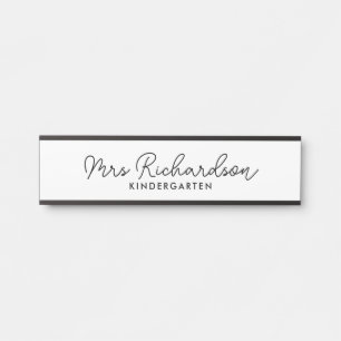 Personalized Teacher Name Grade Simple Modern Door Sign