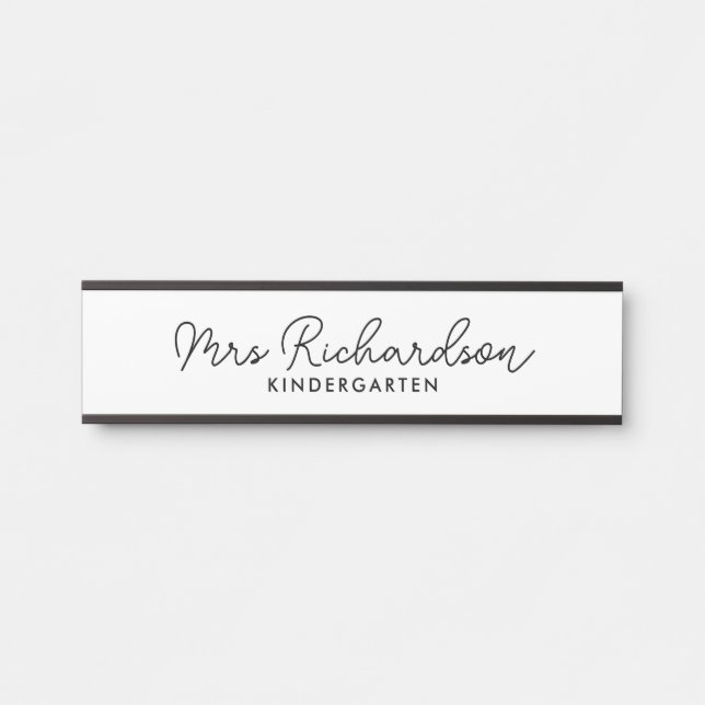 Personalized Teacher Name Grade Simple Modern Door Sign (Front)