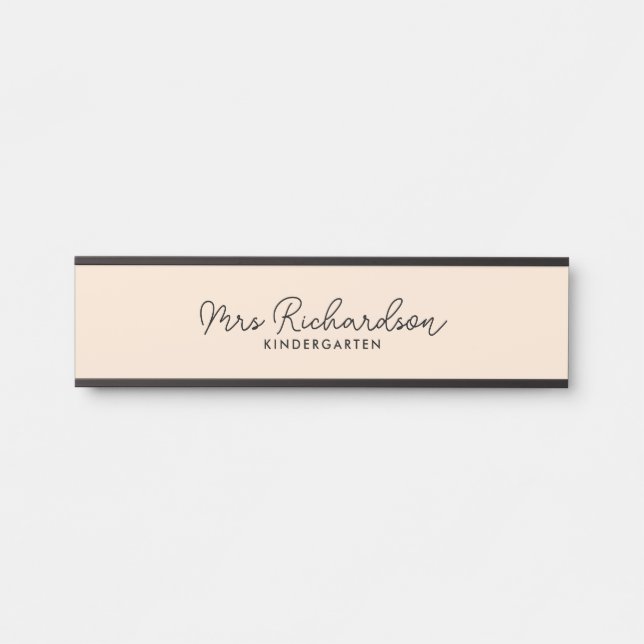 Personalized Teacher Name Grade Simple Modern Door Sign (Front)