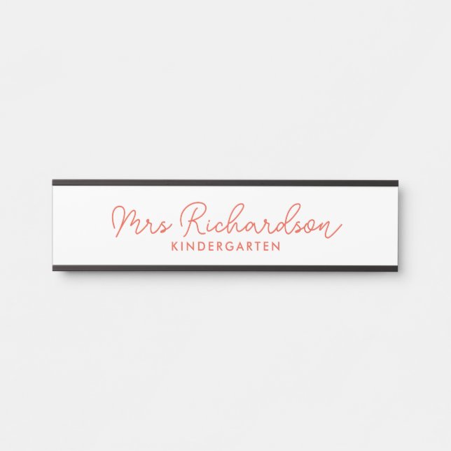 Personalized Teacher Name Grade Simple Modern Door Sign (Front)