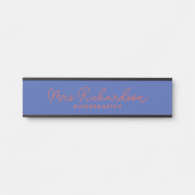 Personalized Teacher Name Grade Simple Modern Door Sign (Front)