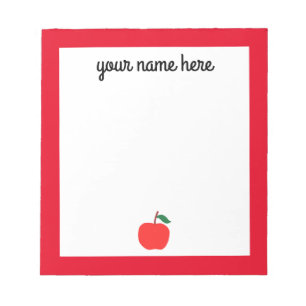 Personalized Teacher Notepad with an Apple