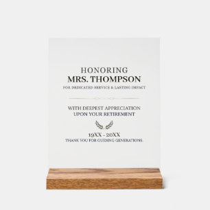 Personalized Teacher Retirement Typography Acrylic Sign