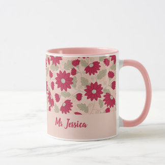 Personalized teacher’s gift, pink daisies mug