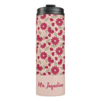 Personalized teacher’s gift, pink daisies tumbler