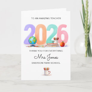 Personalized Teacher Thank You Card 2026