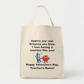 Personalized Teacher Valentine Tote Bag