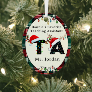 Personalized Teaching Assistant Christmas Metal Tree Decoration