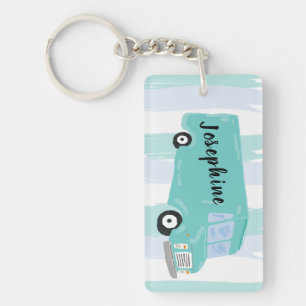 Personalized Teal Blue Food Truck Key Ring