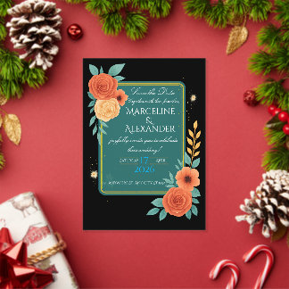 Personalized Teal & Coral Floral Invitation