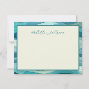 Personalized Teal Wave Border Card