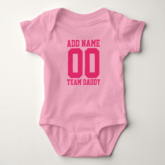 Personalized Team Daddy with Number Baby Bodysuit (Front)