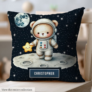 Personalized Teddy Bear Astronaut Pillow Baby Boy