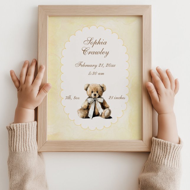 Personalized Teddy Bear Birth Info Poster (Personalized Teddy Bear Birth Info Poster)