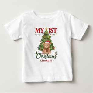 Personalized Teddy Bear My 1st Christmas Custom Baby T-Shirt
