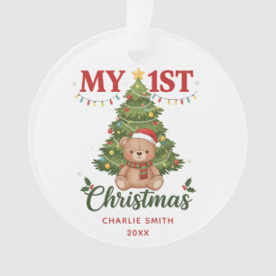 Personalized Teddy Bear My 1st Christmas Custom Ornament