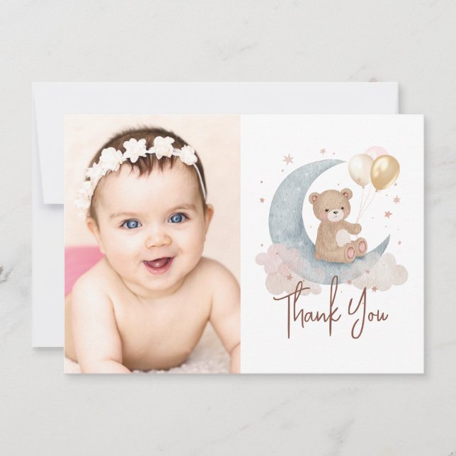 Personalized Teddy Bear Photo Thank You Card (Front)