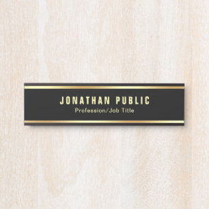 Personalized Template Modern Black And Gold Door Sign