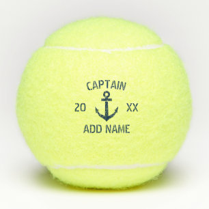 Personalized tennis ball with nautical boat anchor
