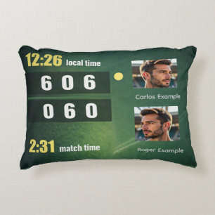 Personalized Tennis Match Scoreboard Decorative Cushion
