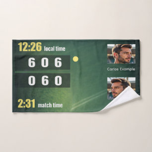 Personalized Tennis Scoreboard Match Result Hand Towel