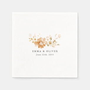 Personalized Terracotta Floral Elegant Wedding Napkin