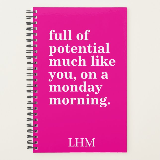 PERSONALIZED TEXT AND NAME INITIAL MONDAY MORNING PLANNER (Front)