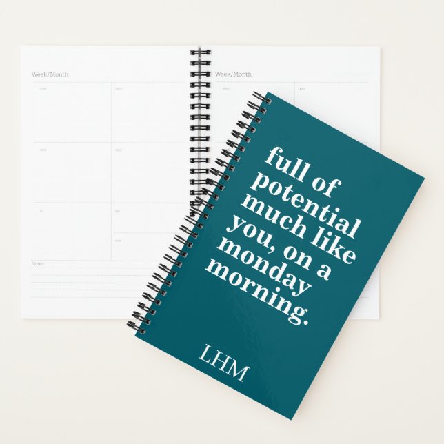 PERSONALIZED TEXT AND NAME INITIAL MONDAY MORNING PLANNER (Display)