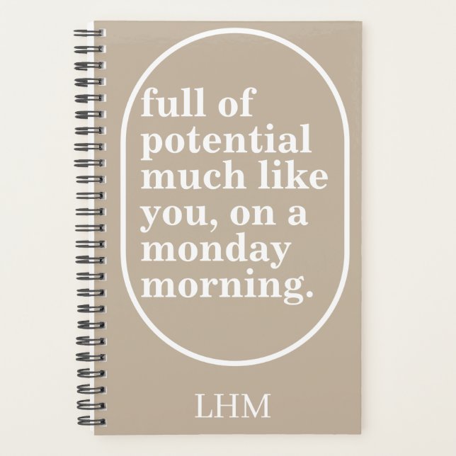 PERSONALIZED TEXT AND NAME INITIAL MONDAY MORNING PLANNER (Front)