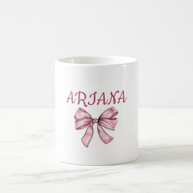 Personalized  text Pink Bow Mug  (Center)
