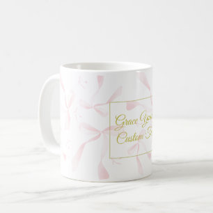 Personalized Text Watercolor Ribbon Pattern Design Coffee Mug