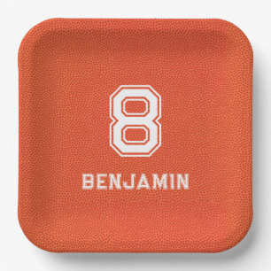 Personalized textured Basketball Paper Plate