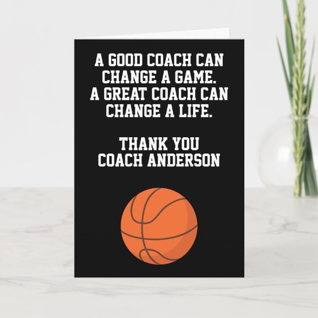 Personalized Thank You Basketball Coach From Team Card (Front)