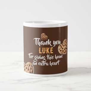 Personalized Thank you cookie hearts design Large Coffee Mug