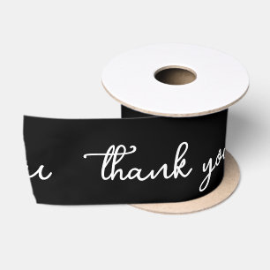 PERSONALIZED THANK YOU STYLISH MODERN BLACK SATIN RIBBON